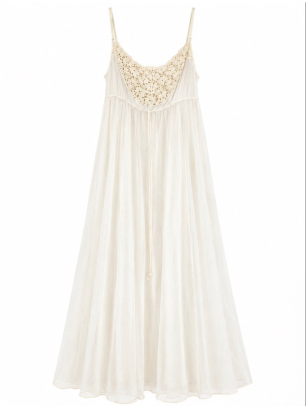Vintage Gotham Nightgown White Sheer Nylon Size P Lace Maxi Gown Bridal Lingerie
